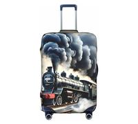 DJnni Teal Grey And White Floral Travel Box Protective Cover,Suitcase Cover,Travel Luggage Cover,Suitcase Protector Fits 18-32 In, Steam Train Clouds, M