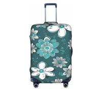 DJnni Teal Grey And White Floral Travel Box Protective Cover,Suitcase Cover,Travel Luggage Cover,Suitcase Protector Fits 18-32 In, Teal Grey And White Floral, XL