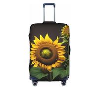 DJnni Teal Grey And White Floral Travel Box Protective Cover,Suitcase Cover,Travel Luggage Cover,Suitcase Protector Fits 18-32 In, Sunflowers In The Weeds, M