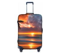 DJnni Teal Grey And White Floral Travel Box Protective Cover,Suitcase Cover,Travel Luggage Cover,Suitcase Protector Fits 18-32 In, Sunset Beach, L