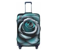 DJnni Teal Grey And White Floral Travel Box Protective Cover,Suitcase Cover,Travel Luggage Cover,Suitcase Protector Fits 18-32 In, Teal Gray Rose, S