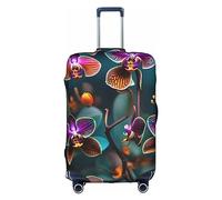 DJnni The Underwater World Tropical Fish Travel Box Protective Cover,Suitcase Cover,Travel Luggage Cover,Suitcase Protector Fits 18-32 In, Teal And Orange Orchid, L