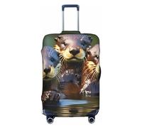 DJnni Three Brown Otters Travel Box Protective Cover,Suitcase Cover,Travel Luggage Cover,Suitcase Protector Fits 18-32 In, Three Brown Otters, L