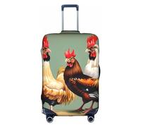 DJnni Wildlife Hunting Deer Bear Elk Travel Box Protective Cover,Suitcase Cover,Travel Luggage Cover,Suitcase Protector Fits 18-32 In, Rooster And Chicken Print, M