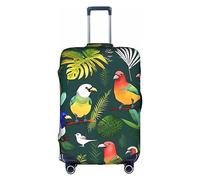 DJnni Wildlife Hunting Deer Bear Elk Travel Box Protective Cover,Suitcase Cover,Travel Luggage Cover,Suitcase Protector Fits 18-32 In, Tropical Birds And Plant Leaf, XL