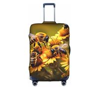 DJnni Wildlife Hunting Deer Bear Elk Travel Box Protective Cover,Suitcase Cover,Travel Luggage Cover,Suitcase Protector Fits 18-32 In, Rural Honey Bees Flowers, M