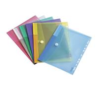 Djois Color Collection Document Wallet TA510229 A4 Velcro fastener PP (Polypropylene) 11 Holes Portrait 21 (W) x 29.7 (H) cm Assorted Pack of 12