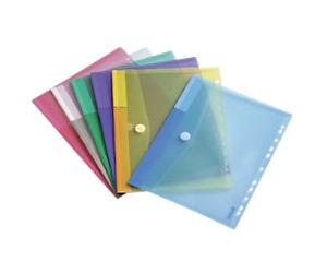 Djois Color Collection Document Wallet TA510229 A4 Velcro fastener PP (Polypropylene) 11 Holes Portrait 21 (W) x 29.7 (H) cm Assorted Pack of 12