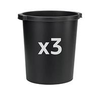 Djois Re-Solution Round Stackable Wastepaper Bin with Handles, 330mm x 315mm, 18 litres, Black (Pack of 3)