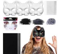 Djowyh Cat Masks for Craft Projects, Plain Animal Costume Masks, Costume Accessories with Mesh Fabric and Felt for Men and Women, Masquerade Ball, Carnival