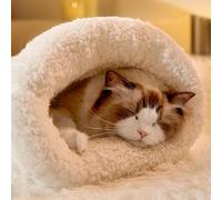 Djowyh Cat Sleeping Bag, Linen Fabric Bed Cave, Cat Bed Cave, Cat Beds, Soft and Washable Cat Sleeping Bag, Easily Accessible Design for Cats and Small Dogs
