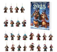 Djowyh Dog Calendar for Counting, Dog 2025 24 Days Christmas Decoration Calendar, Acrylic Decoration for Christmas, December, Living Room, Children's Room, Teenagers, Adults
