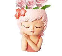 Djowyh Girls' Face Flower Pot, Fairy Head Planter, Flower Pot with Face, Resin Head Pot, Succulent Flower Pot, Cute Cartoon Flower Pot, Ornaments Decoration for Garden Exit
