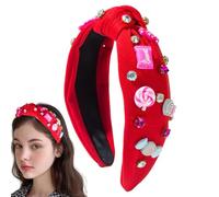 Djowyh Lollipop Knot Headbands, Knot Headband for Girls, Rhinestone Decorated Knot Hair Band, Hair Accessories with Lollipop Charm, Fashion Headbands, Knot Headband, Cute Headbands