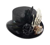 Djowyh Men's Steampunk Hat, Curious Headwear, Skeleton Hand Steampunk Top Hat Women's Halloween Costume Cosplay Party Accessory