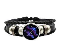 Djowyh Zodia-c Zodia-c Bracelet, Multilayer Zodia-c Leather Bracelet, Twelve Constellations Bracelet, Handmade Woven Zodi-ac Sign Wrap Bracelet, Leather Wrap Bracelets, Siehe Beschreibung,