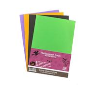 DJP 160 GSM A4 Halloween Coloured Card - Flame Orange, Black, Billiard Green & Intensive Lilac (Pack of 40 Sheets) - 10 Sheets Each Colour