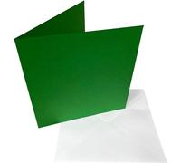 DJP 6x6 Square Creased Blank Christmas Green Smooth Cards & White Envelopes - Pack of 40