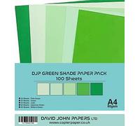 DJP 80GM Green Shade Tint Paper Pack - 5 Colours,100 Sheets - 20 Each Colour