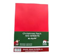 DJP A4 Christmas Coloured 80gsm Paper - Intensive Red & Billiard Green - 100 Sheets (50 Each Colour)