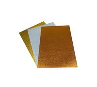 DJP A4 Non-Shed Glitter Card Gold, Silver & Bronze Assorted Coloured Pack 230gsm Cardstock - 15 Sheets. 5 Sheets Each Colour