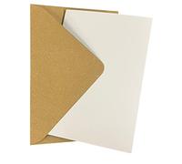 DJP A6 Bright White Card Blanks & Kraft Fleck C6 Envelopes - 300gsm Card Pre-Creased for Easy Folding - Pack of 50