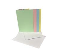DJP A6 Pastel Blank Creased Smooth Cards and White Envelopes - Pack of 40