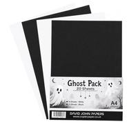 DJP Ghost Pack 20 Sheets A4 Black & White 250gsm Printer Craft Cricut Cardstock - with Ghost Stencil