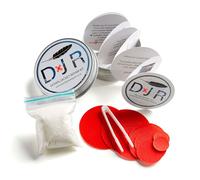 DJR COMPLETE DOWN JACKET REPAIR KIT - 10 Easy to Use, Pre-Cut, Self-Adhesive, Waterproof, Tear-Resistant Patches + 1g Pure Goose Down to Fix Holes in Down Jackets, Outdoor Gear (Red)