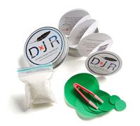 DJR COMPLETE DOWN JACKET REPAIR KIT - 10 Easy to Use, Pre-Cut, Self-Adhesive, Waterproof, Tear-Resistant Patches + 1g Pure Goose Down to Fix Holes in Down Jackets, Outdoor Gear (Mid Green)