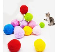 DJRDym Cat Toy Balls, 20Pcs Premium Soft Pom Pom Balls for Kittens, 1,8'' Funny Interactive Cat Pompom Toys for Bored Indoor Cats Playing Plush balls for Craft DIY Decorations, Cute Kitten Kitty Toys.