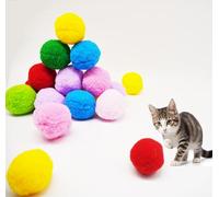 DJRDym Cat Toy Balls, 20Pcs Premium Soft Pom Pom balls for Kittens, 1,9'' Funny Interactive Cat Pompom Toys for Bored Indoor Cats Playing Plush Balls for Craft DIY Decorations, Cute Kitten Kitty Toys.