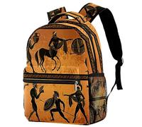DJROW Ancient Greece Scene With Black Figure Pottery Ancient Greek Mythology Backpack Casual Sports Daypack Travel School Bag with Multiple Pockets for Men Women College, Multi, 11.5x8x16inch, Classic