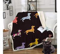 DJSK Dachshund Dog Throw Blanket Sherpa Fleece Warm Cozy Animal Print Blanket Plush Warm Thicked Blankets for Sofa Couch Bed 150 * 200cm