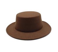 DJSKLDF Autumn Winter Felted Hats for Boys Girls Flat Top Jazz Caps Formal Dress(Coffee)