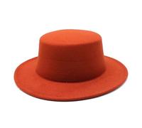 DJSKLDF Autumn Winter Felted Hats for Boys Girls Flat Top Jazz Caps Formal Dress(Deep Red)