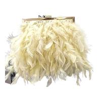 DJSKLDF Feather Bag Moon Feather Handbag Women's Evening Clutch Bag White Pearl Chain Shoulder Luxury Women Bags Design Party Purse for party(Light Yellow)