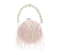 DJSKLDF Feather Bag Women's Evening Clutch Bag Feather-Handbag Pearl-Strap Shoulder Banquet Wedding Purses For Party Club for party(Pink)