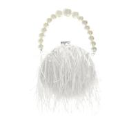 DJSKLDF Feather Bag Women's Evening Clutch Bag Feather-Handbag Pearl-Strap Shoulder Banquet Wedding Purses For Party Club for party(White)