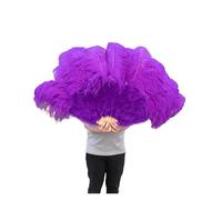 DJSKLDF Feather Fan 13 Bones Large White Feather Fans Dance Folding Soft Fluffy Hand Held Halloween Decoration Jewelery Performance(Purple)