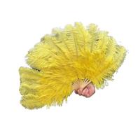 DJSKLDF Feather Fan Natural White Feather Fan 70CM 15Bone Dancer Holding for Wedding Carnival Party Performance Accessories Plumas craft(Yellow,2 PCS 70cmx40cm)