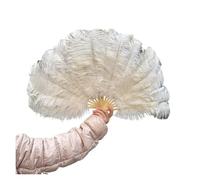 DJSKLDF Feather Fan Natural White Feather Fan 70CM 15Bone Dancer Holding for Wedding Carnival Party Performance Accessories Plumas craft(White,10 PCS 70cmx40cm)
