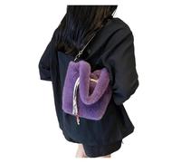DJSKLDF Fluffy Tote Bag Autumn Pattern Plush Bag Versatile Chain Single Shoulder Crossbody Sweet Advanced Feeling Handbag for Daily Holiday(PURPLE)