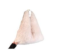 DJSKLDF Fluffy Tote Bag Fluffy Plush Handbag Tote Winter Women Bag Faux Fur Shoulder Soft Large Capacity Lamb Wool Shopping Lady for Daily Holiday(White)