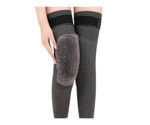 DJSKLDF Knee Warmer Wool Knee Pads Support Brace Winter Warm Thermal Warmers Sleeve Ski Cycling Running 2PCS(Gray Velvet-Gray,XXL for 80-105KG)