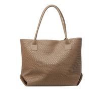 DJSKLDF Leather Handbag Women's Woven Pattern Tote Bag Elegant PU Leather Handbag Vintage Large Capacity Trending Houlder Bags for Daily Holiday(Khaki)