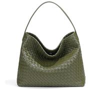 DJSKLDF Leather Handbag Woven Tote Bag For Women Shoulder Leather Summer Beach Retro Purse And Handbag With Adjustable Strap for Daily Holiday(Green)
