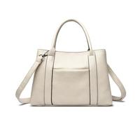 DJSKLDF Leather Tote Bag Ladies' Tote Bag, Large-capacity Genuine Leather Texture Handbag, Simple Commuting Single-shoulder, Retro Women's for Work(WHITE)