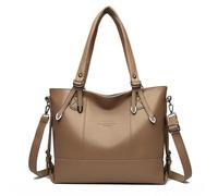 DJSKLDF Leather Tote Bag Ladies' Tote Bag Versatile Large-capacity Soft Leather Single-shoulder for Work(Khaki)