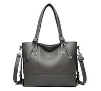 DJSKLDF Leather Tote Bag Ladies' Tote Bag Versatile Large-capacity Soft Leather Single-shoulder for Work(Grey)
